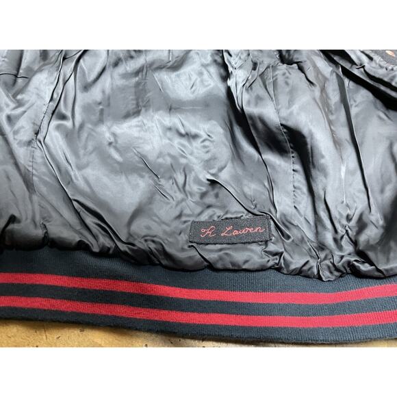 VTG 90s POLO RALPH LAUREN VARSITY JACKET WOOL LEATHER BLACK LETTERMAN MENS XL - Picture 13 of 16